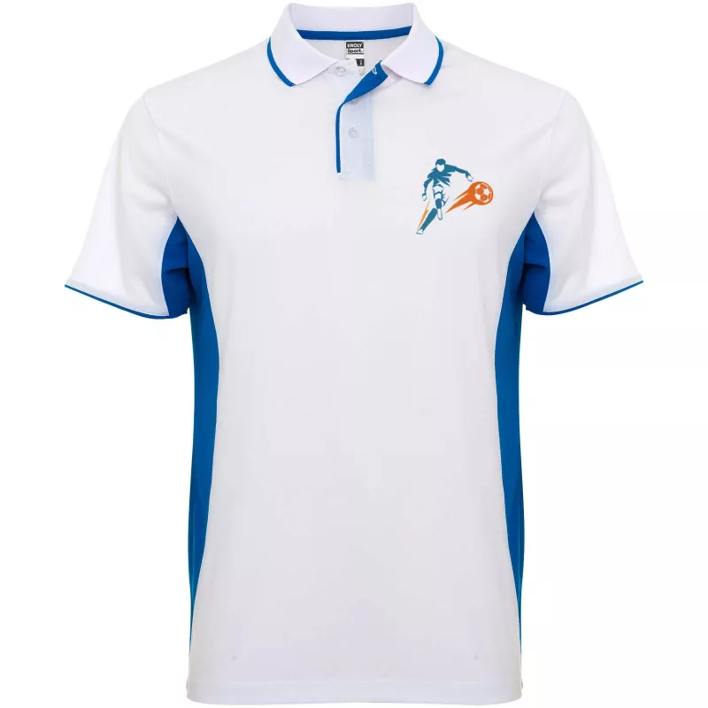 Montmelo koszulka polo unisex z krótkim rękawem - Biały-Błękit królewski (R04218Q3)