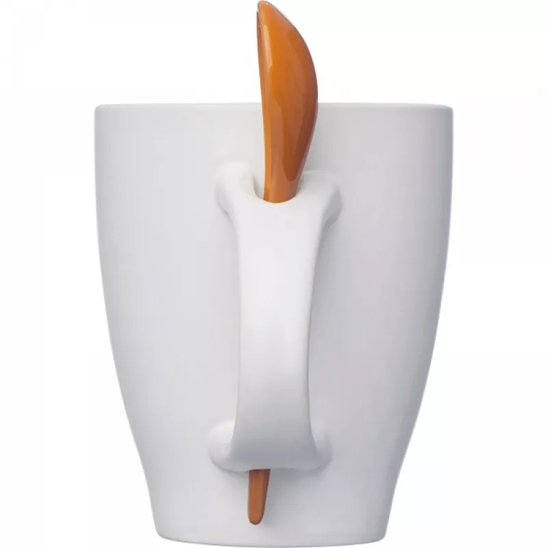Kubek ceramiczny z łyżeczką 250 ml ARMANDO - pomarańczowy (8509510)