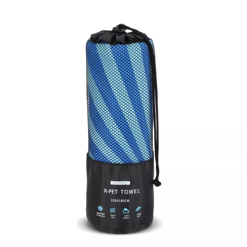 Szybkoschnący ręcznik plażowy R-PET 100×180 cm, sublimacja - niebieski (LT97215-N0011)