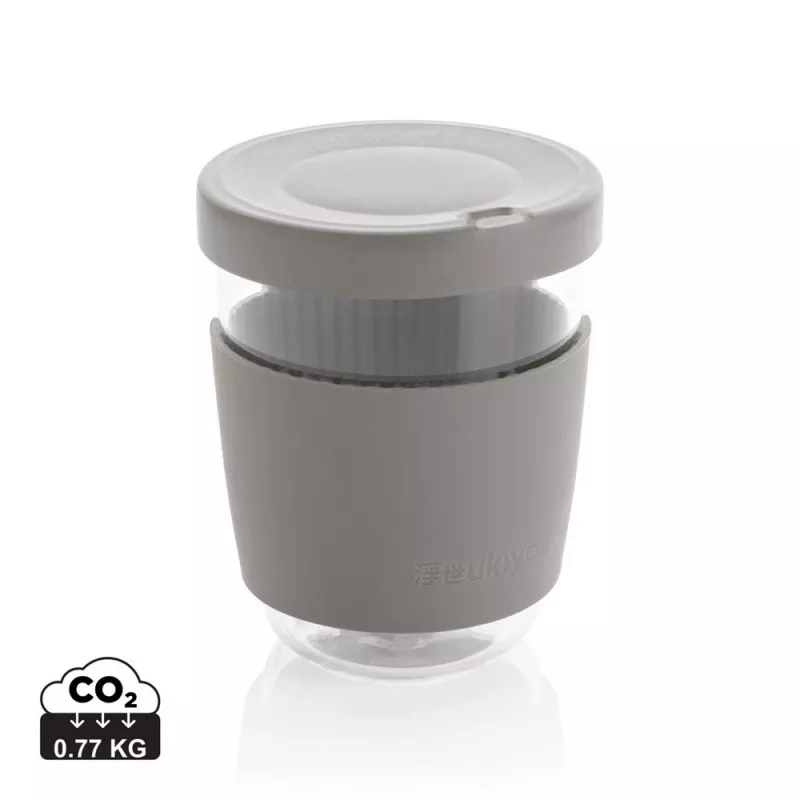 Szklany kubek podróżny Ukiyo 360 ml - szary (P432.702)