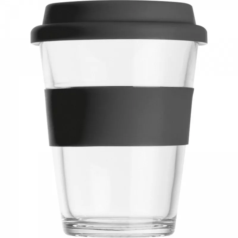 Kubek szklany z pokrywką 300 ml AMANDA - czarny (6257203)