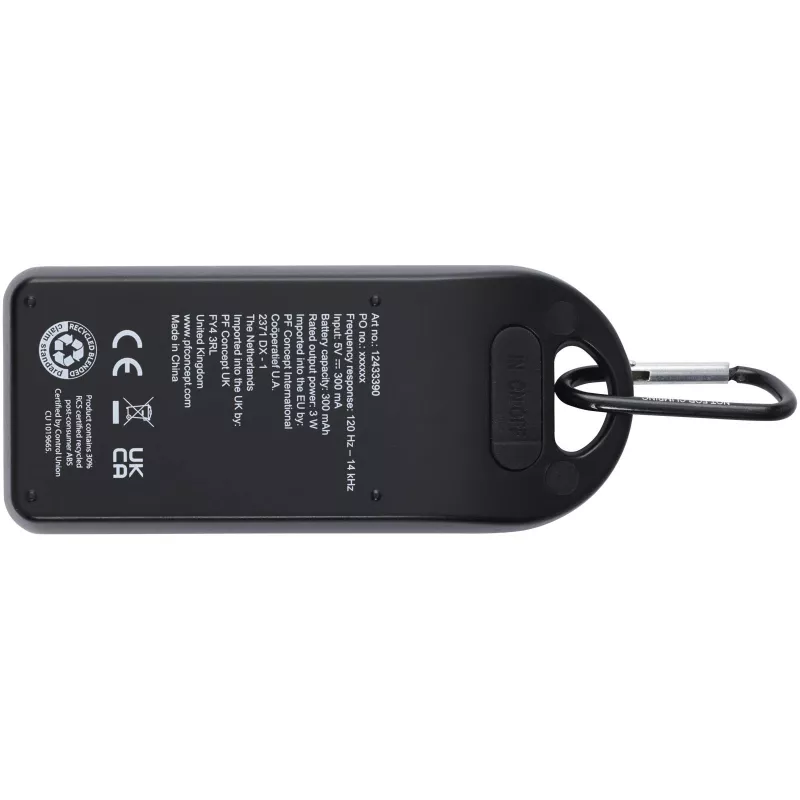 Omni głośnik Bluetooth® IPX4 o mocy 3 W z tworzyw sztucznych pochodzących z recyklingu z certyfikatem RCS - Czarny (12433390)