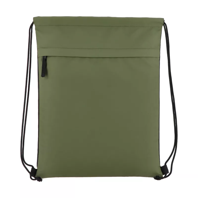 Torba ze sznurkiem z powlekanego PU R-PET 600D, wymiary 33 x 42 cm - Oliwkowa zieleń (LT91394-N0043)