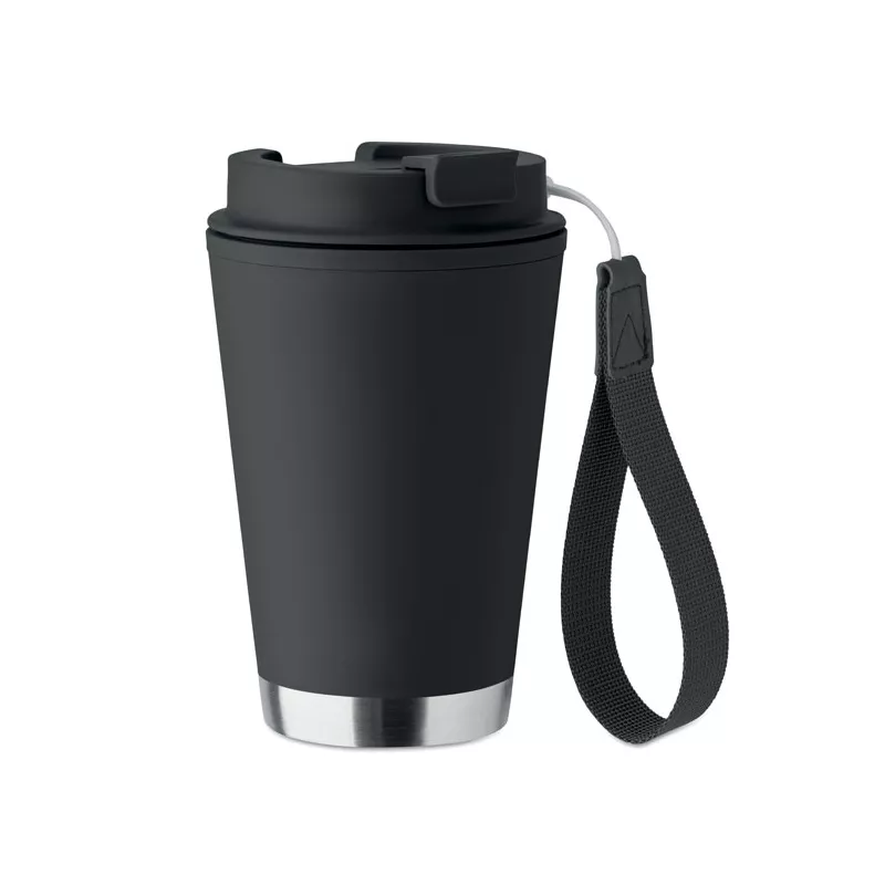Kubek dwuścienny z PP z paskiem 300 ml TOPIZ - Czarny (MO2596-03)