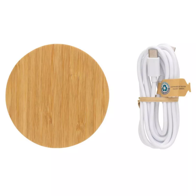 Bambusowa ładowarka bezprzewodowa 15W - brązowy (P308.389)