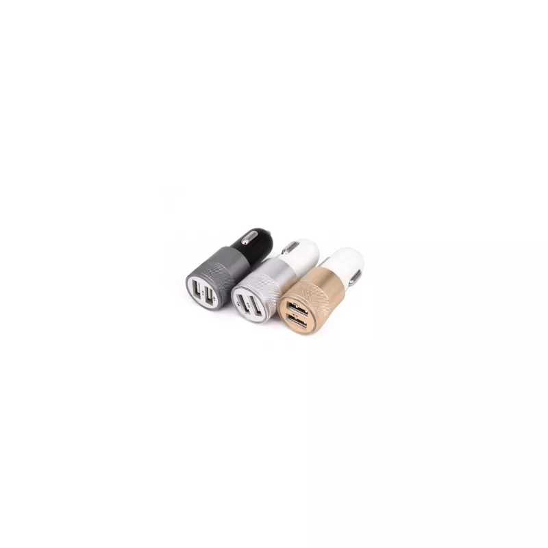 Metalowa ładowarka samochodowa x2 USB - złoty (EG014198)