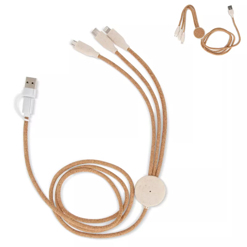 FSC cork 3 in 1 PD charging & data cable - naturalny (LT95655-N0094)