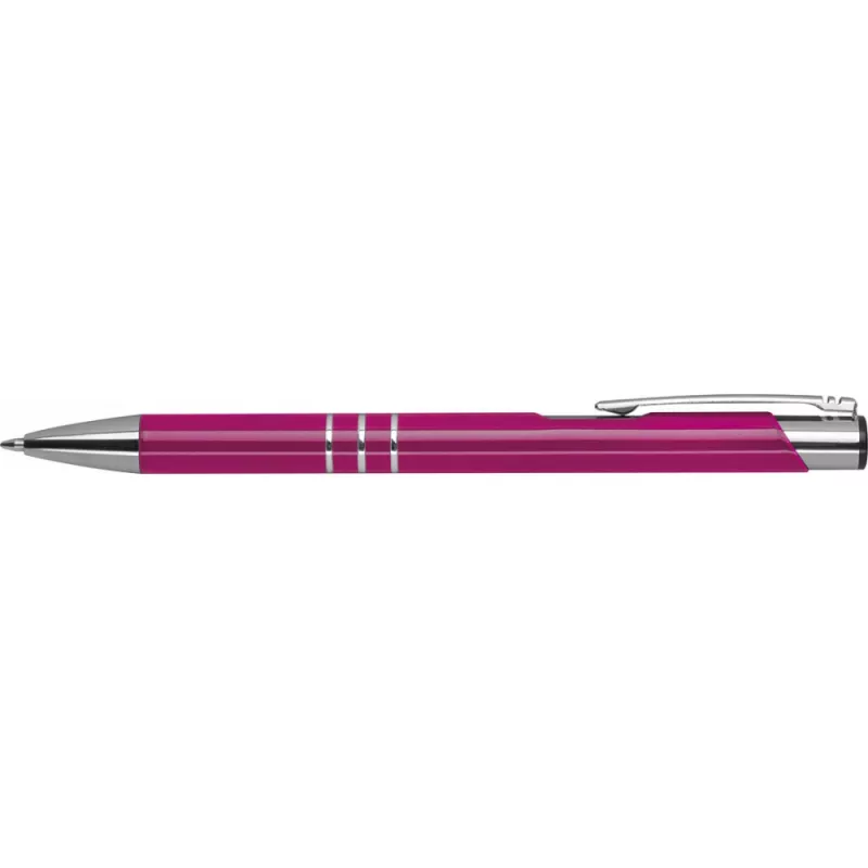 Różowy długopis metalowy z trzema chromowanymi ringami idealne pod grawer reklamowy