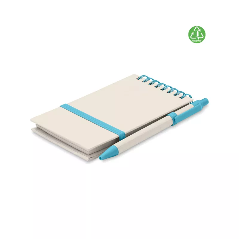 Notes A6 z recyklingu 70 kartek z długopisem MITO SET - Turkusowy (MO6837-12)