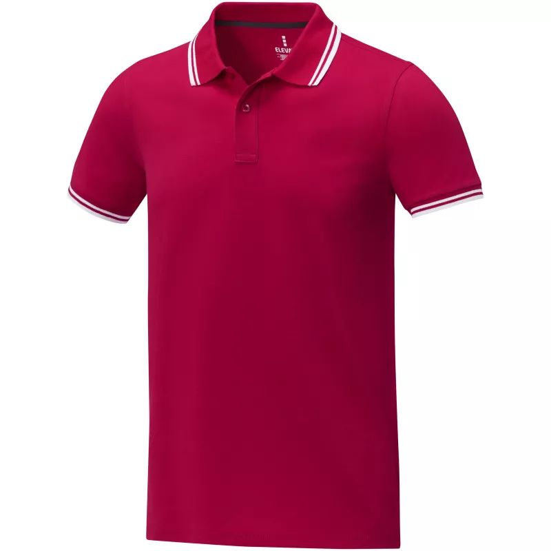 Męska koszulka polo Amarago z kontrastowymi paskami i krótkim rękawem - Czerwony (38108-RED)
