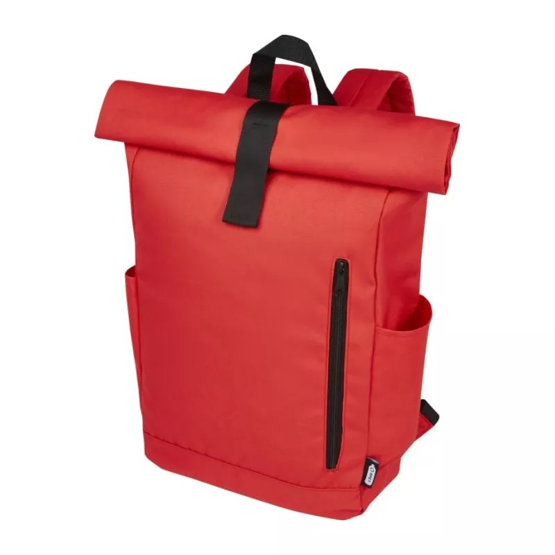 Byron plecak na laptopa 15,6 cala z tworzywa RPET z certyfikatem GRS z zawijanym zamknięciem, 18 l - Czerwony (12065921)
