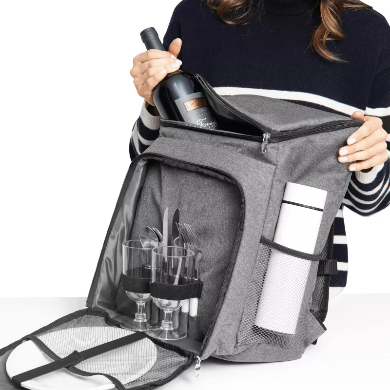 Plecak piknikowy dla 2 osób - czarny, szary (56-0604080)
