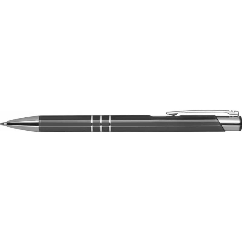 Szary długopis metalowy z trzema chromowanymi ringami idealne pod grawer reklamowy