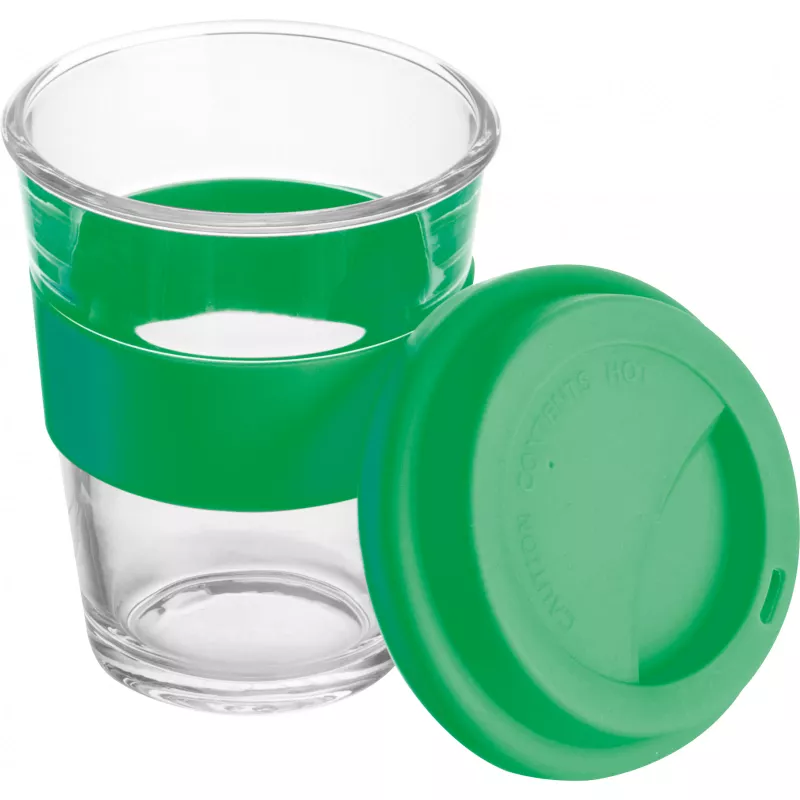 Szklany kubek z pokrywką 300 ml - zielony (6257209)