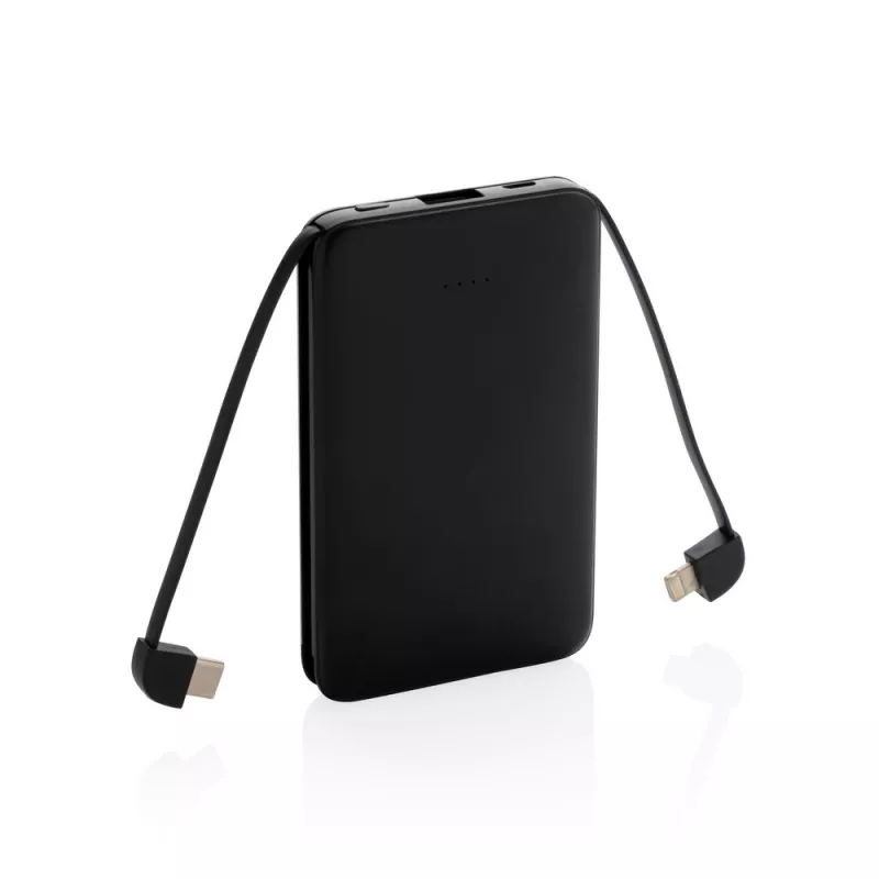 Power bank 5000 mAh, zintegrowany kabel 3 w 1 - czarny (P322.081)
