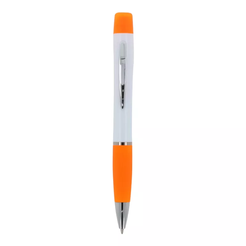 Długopis Hawaii z trójkolorowym zakreślaczem - biało / pomarańczowy (LT81253-N0126)