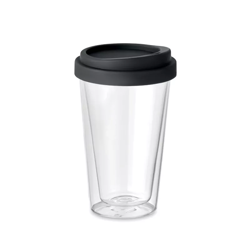 Szklanka dwuścienna z pokrywką 350 ml BIELO TUMBLER - Czarny (MO9927-03)