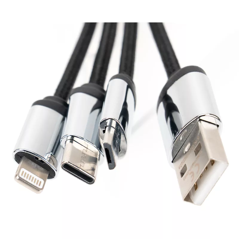 Kabel 4 w 1 z podświetlanym logo w drewnianej obudowie - grey (EG061213)