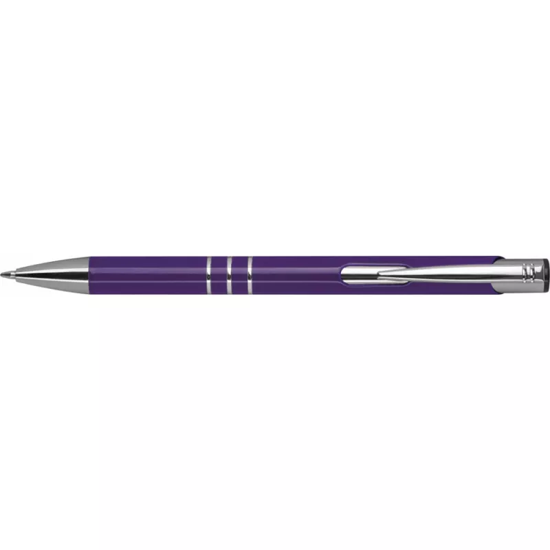 Fioletowy długopis metalowy z trzema chromowanymi ringami idealne pod grawer reklamowy