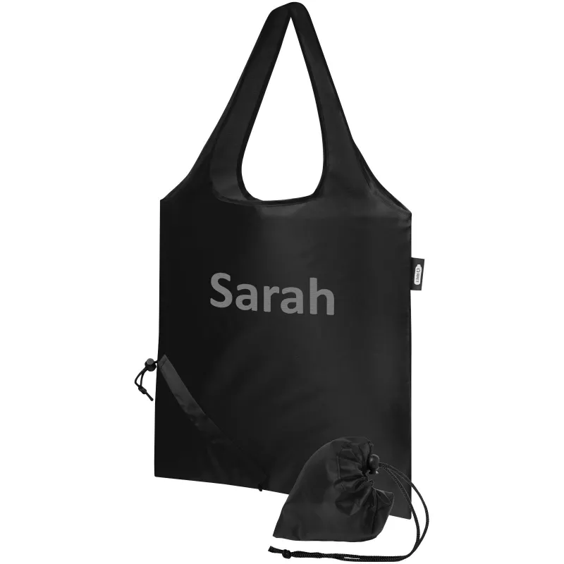 Sabia składana torba z długimi uchwytami z tworzywa RPET - Czarny (12054190)