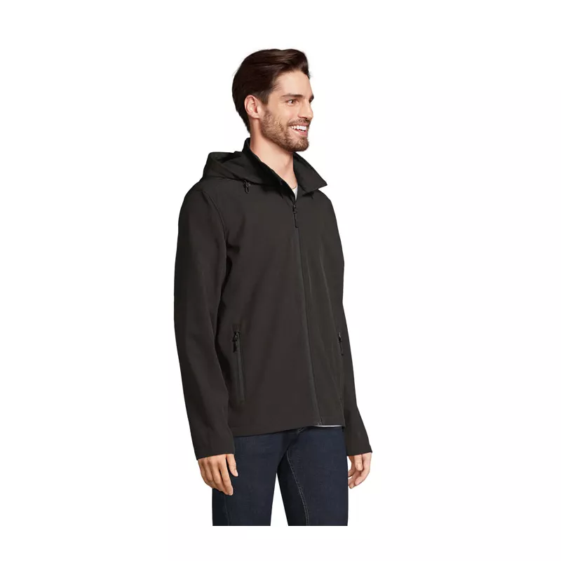 Softshell męski z kapturem Sol's RACE HOODED MEN - Czarny (S04447-BK)