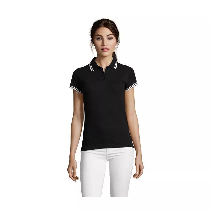 Polo damskie z piki 200 g/m² Sol's PASADENA WOMEN - Negro/Blanco (S00578-BC)