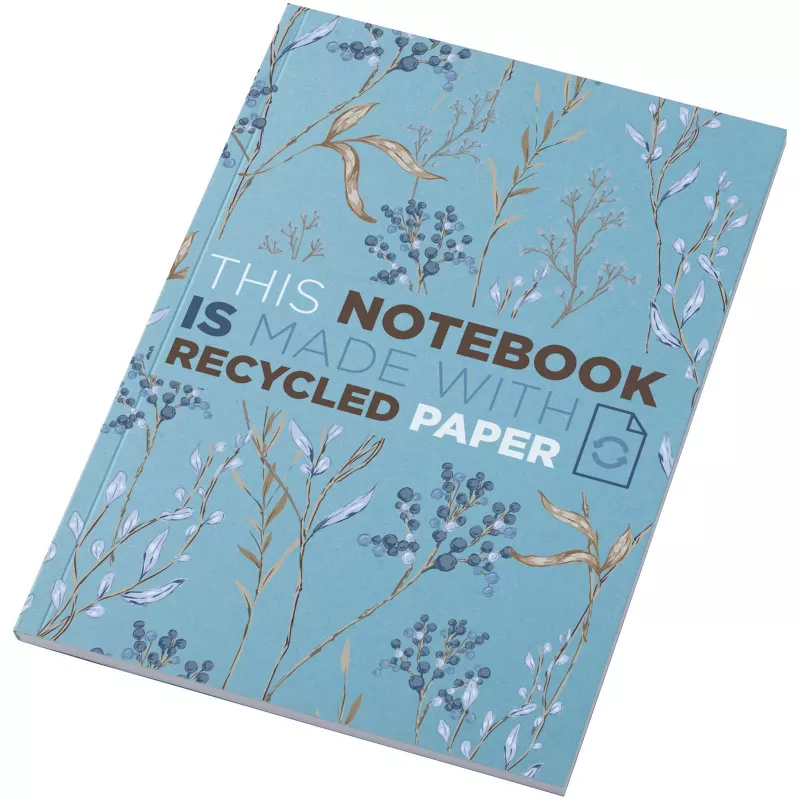 Notatnik A5 Novella Austen z miękką okładką z materiału z recyklingu, 50 kartek - Niebieski (21024952)