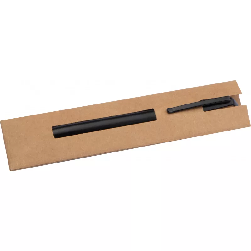 Metalowy długopis z bambusowym wykończeniem - czarny (1253703)