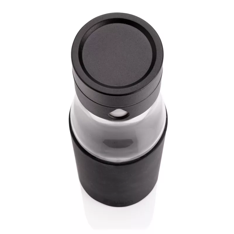 Butelka szklana Ukiyo, monitorująca ilość wypitej wody 650 ml - czarny (P436.721)
