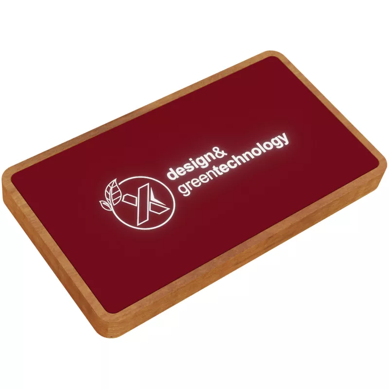 SCX.design P36 podświetlany bezprzewodowy powerbank 5000 mAh - Drewno-Mid red (2PX05921)