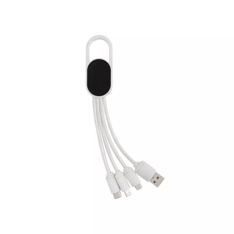 Kabel do ładowania 4 w 1 z karabińczykiem - biały (P302.073)
