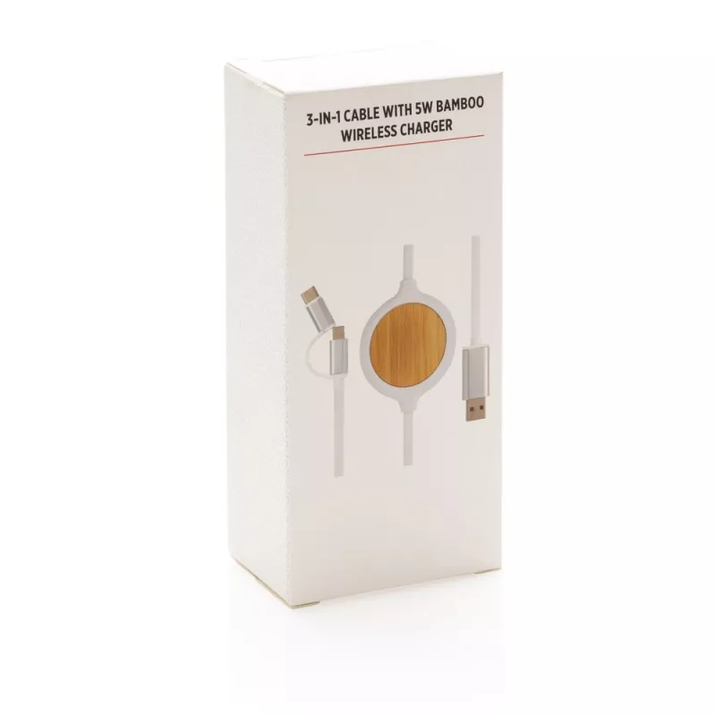Kabel do ładowania 3 w 1, ładowarka bezprzewodowa 5W - biały (P302.253)