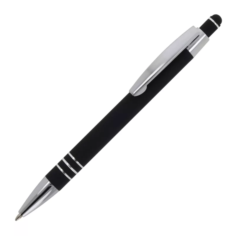 Długopis metalowy gumowany z touch penem Athens - czarny (LT87781-N0002)