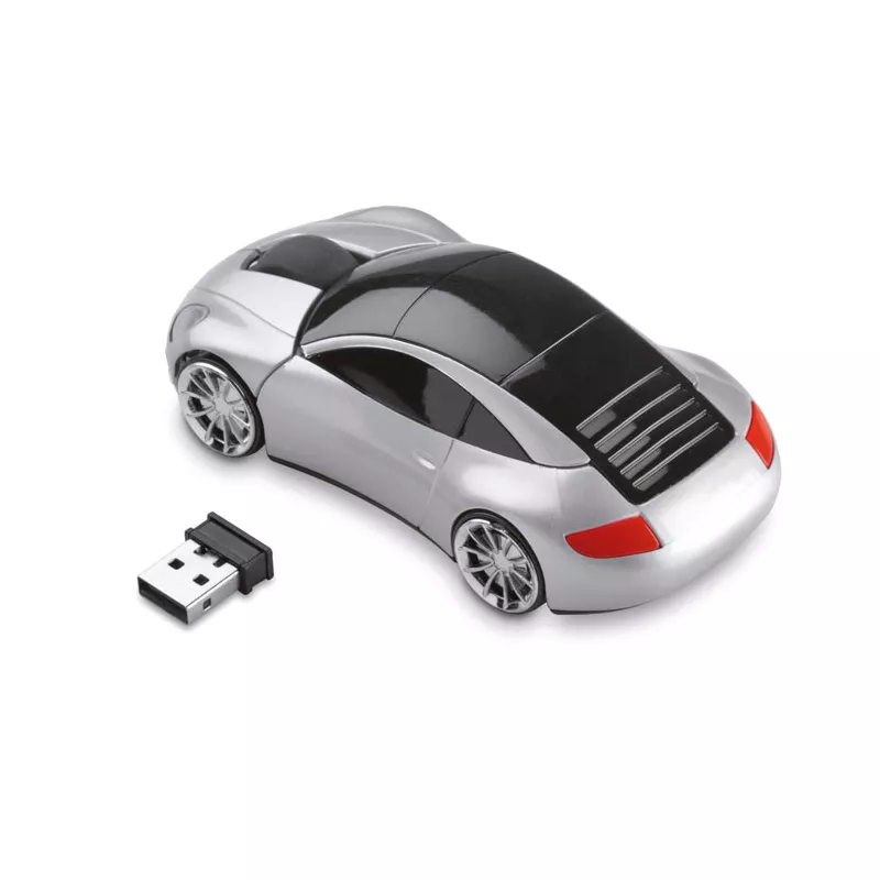 Mysz bezprzewodowa w kształcie samochodu SPEED - Srebrny Mat (MO7641-16)
