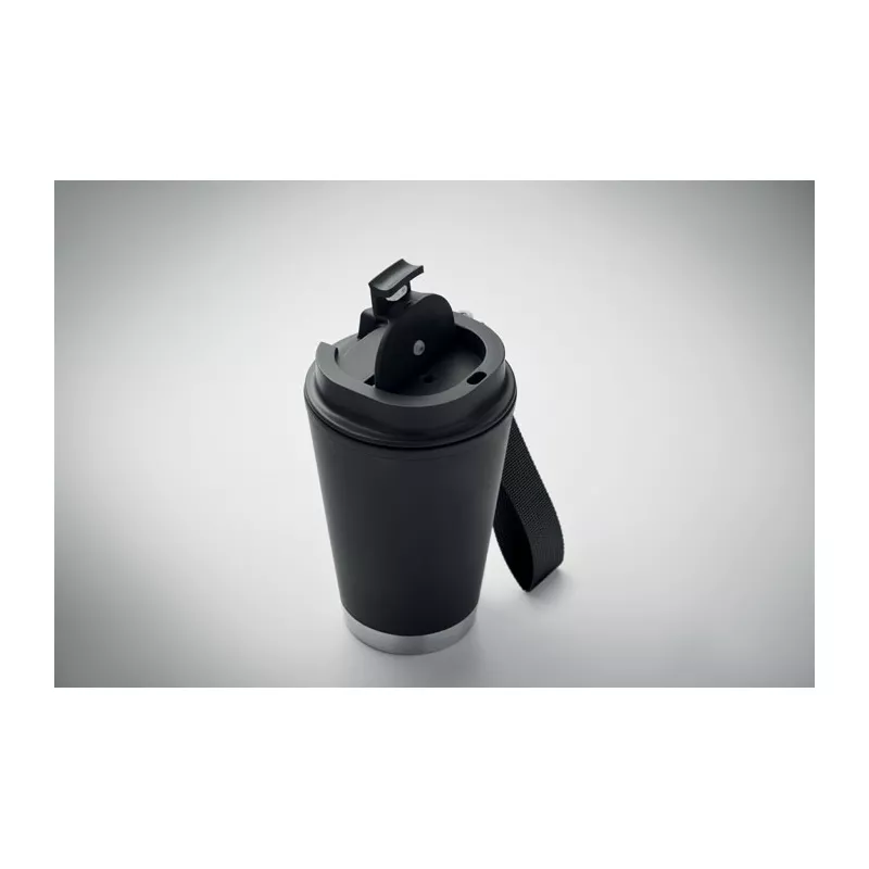 Kubek dwuścienny z PP z paskiem 300 ml TOPIZ - Czarny (MO2596-03)