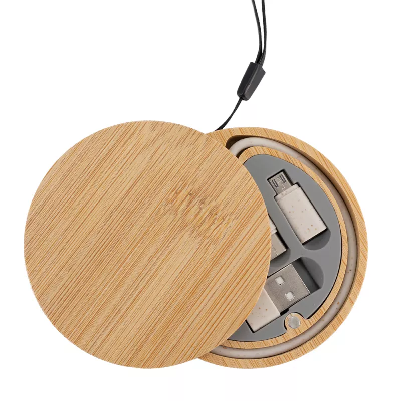 Kabel 4w1 w drewnianej obudowie, LH-ZM01 - beżowy (EG059313)
