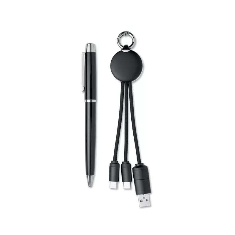 Zestaw długopis i brelok z kablem USB INTWOS - Czarny (MO3152-03)