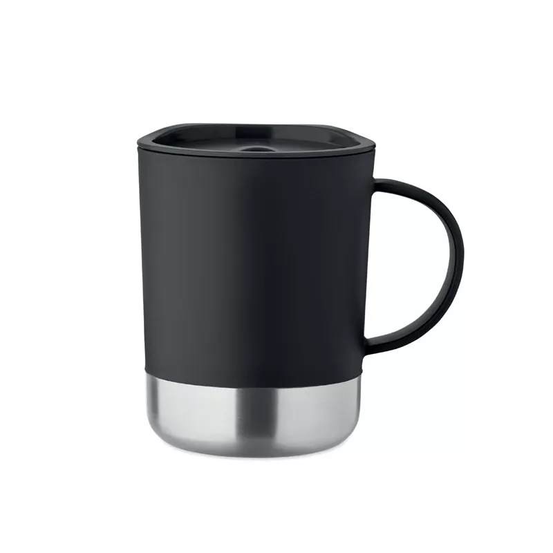 Kubek z PP z przesuwaną pokrywką 300 ml BEAKER - Czarny (MO2772-03)