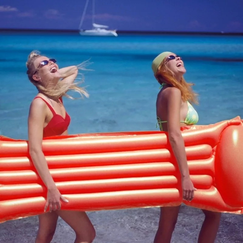 Materac dmuchany LONG BEACH - czerwony (104105)