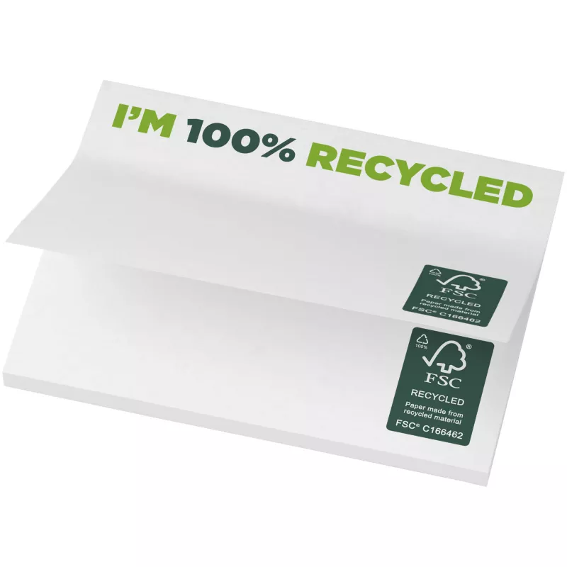 Karteczki samoprzylepne z recyklingu o wymiarach 100 x 75 mm Sticky-Mate® - Biały (21287014)