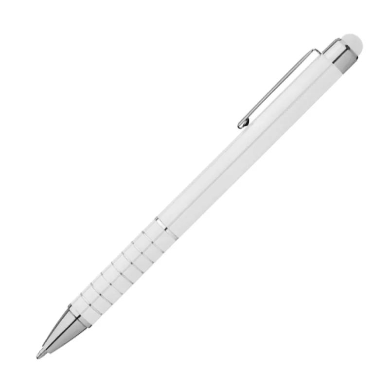 Długopis metalowy z końcówką do ekranów dotykowych - biały (1041806)