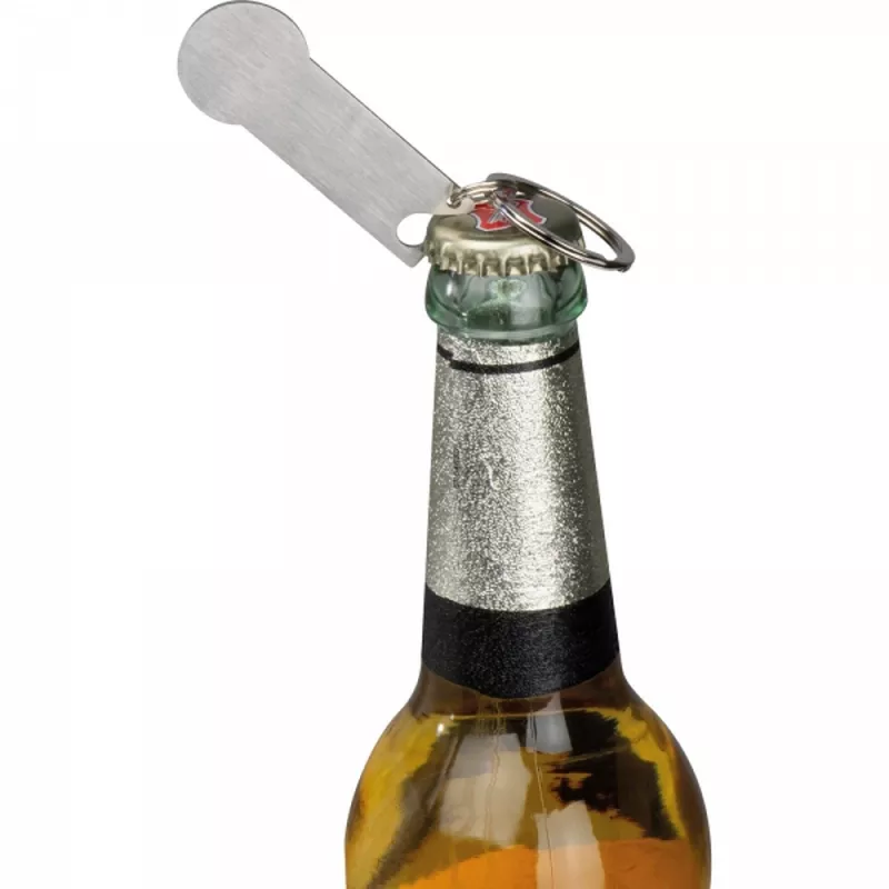 Brelok metalowy otwieracz do butelek z żetonem RODNEY - szary (9158307)