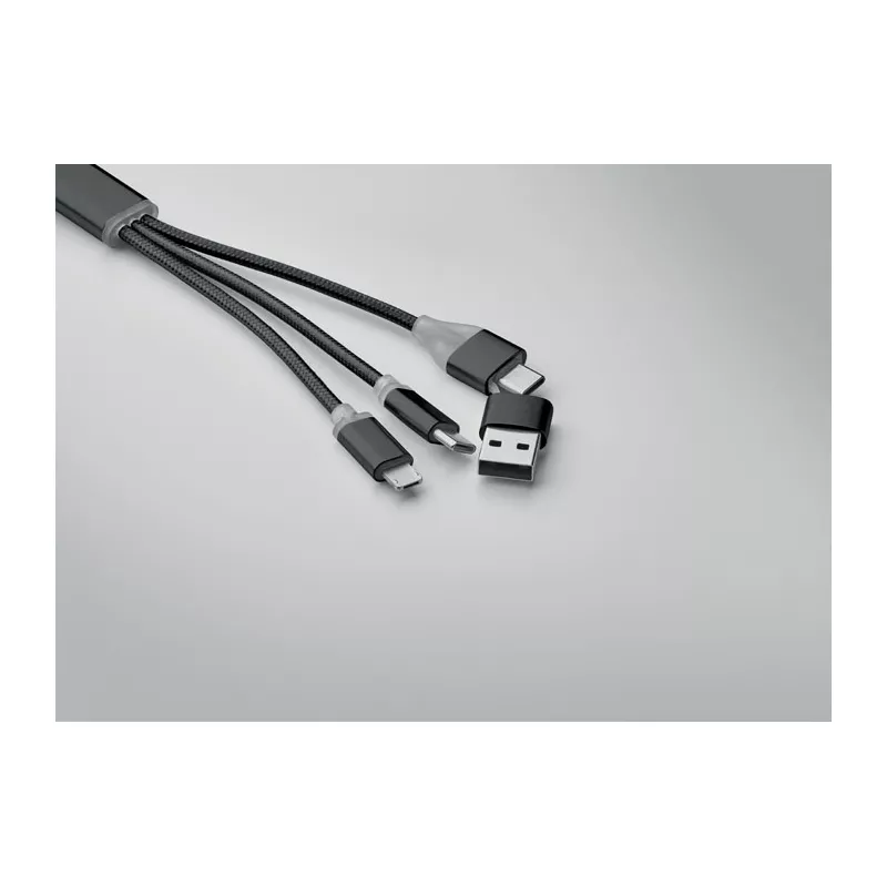 Kabel do ładowania 4 w 1 z brelokiem BLUE - Czarny (MO2141-03)
