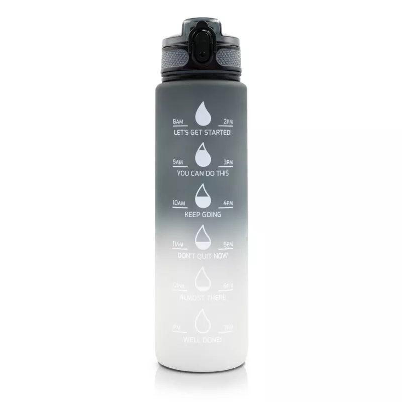 Butelka sportowa 1000 ml Air Gifts z miarką motywacyjną | Kayleigh - szary (V2144-19)