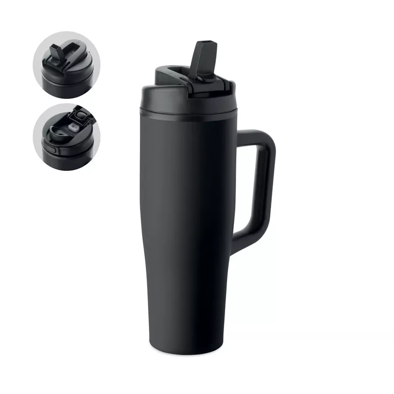 Kubek termiczny ze stali z recyklingu 900 ml ATLANTA - Czarny (MO3213-03)