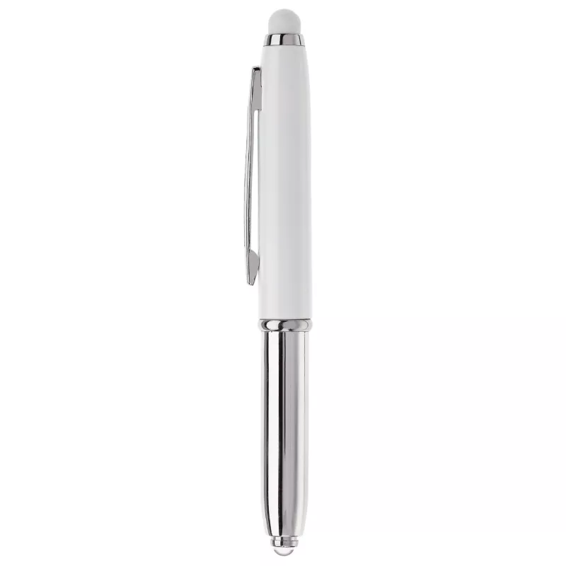 Długopis Stylus Shine z touch penem i z latarką - biały (LT87794-N0001)