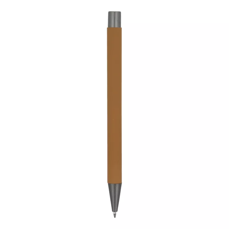 Aluminiowy długopis z eleganckim wykończeniem soft touch New York - koniak (LT87767-N0053)