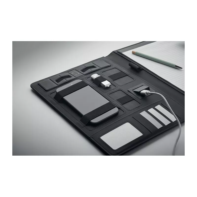 Teczka A4 z powerbankiem 5000 mAh i ładowarką BURGUS - Czarny (MO2495-03)
