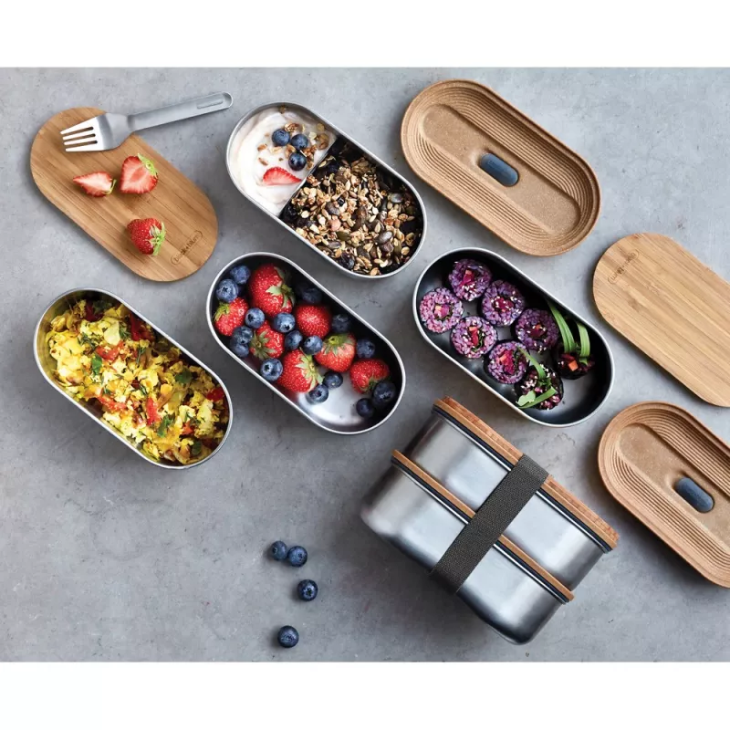 Lunchbox, pudełko śniadaniowe Black+Blum Double Bento - grey (P439.2002)
