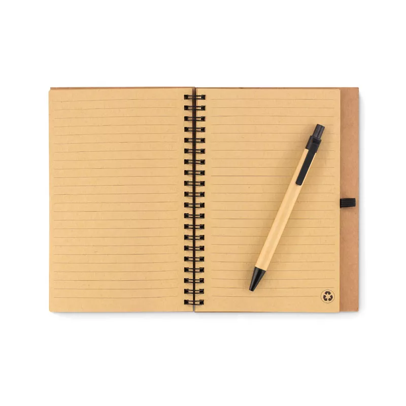 Notes z długopisem 70 kartek w linię SONORA PLUSCORK - Czarny (MO9859-03)